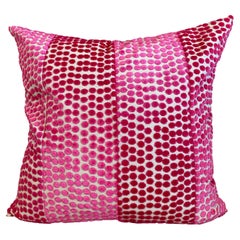Pink Velvet Polka Dot Pillow with Cashmere Wool Back with Detail Gold Zipper