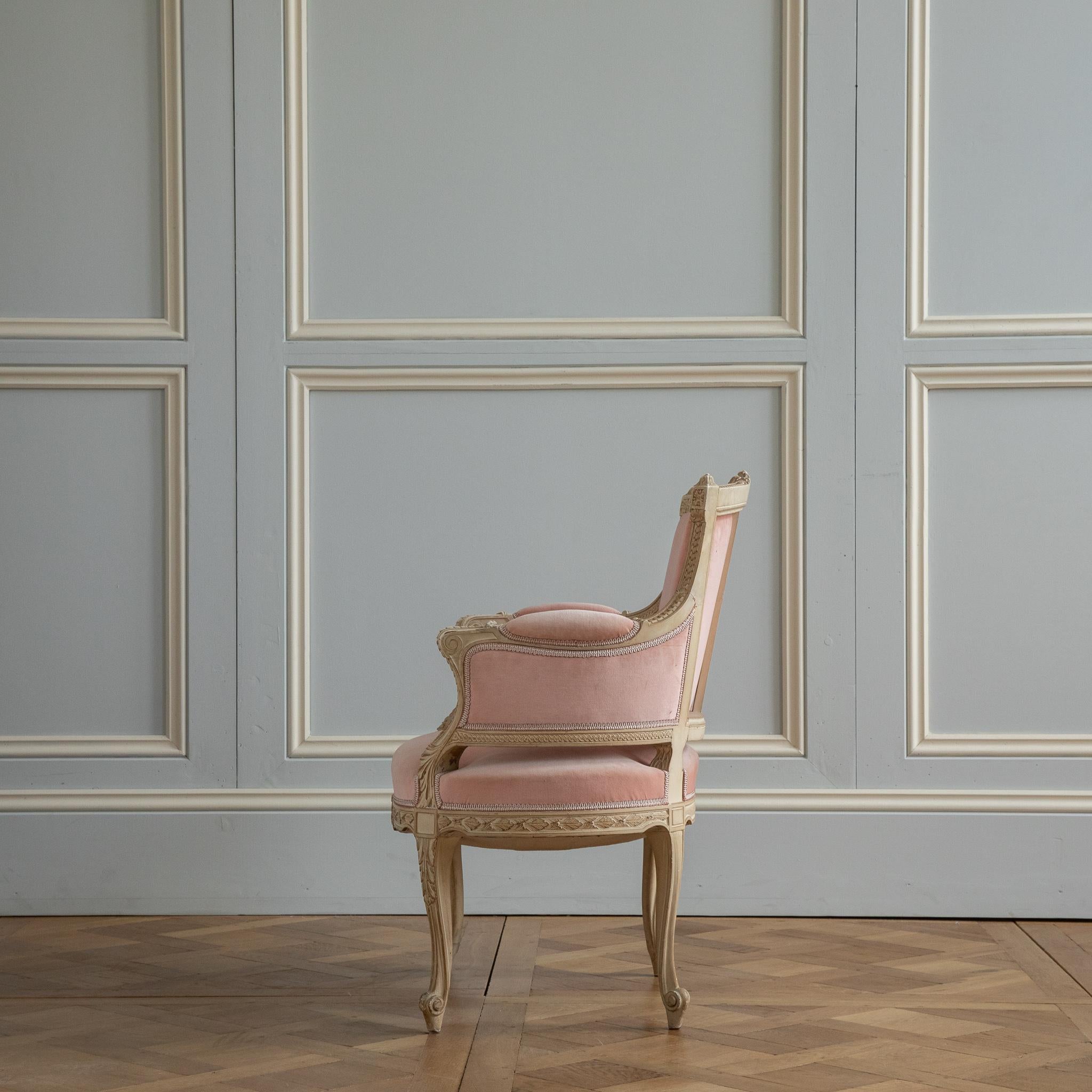 Late 19th Century Pink Velvet Transition Louis XV-Louis XVI Style Marquise