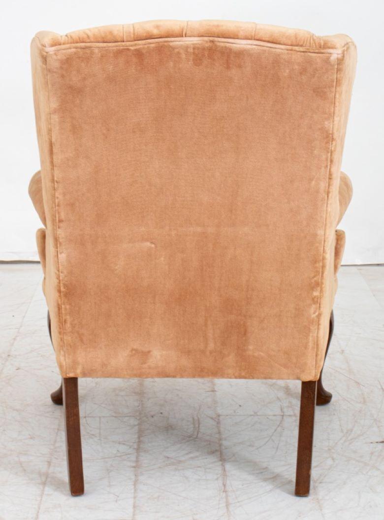 Pink Velvet Upholstered Wing Back Armchair 2