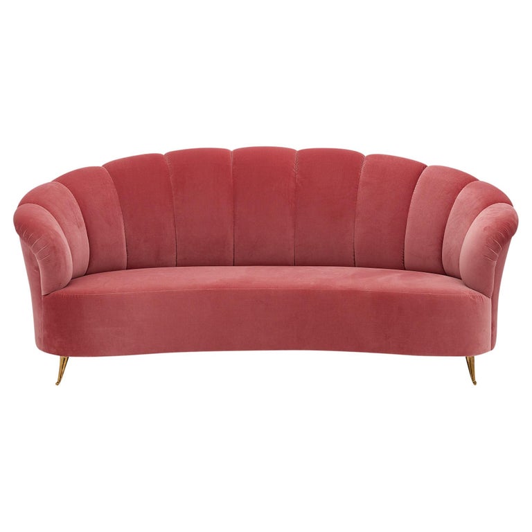 Pink Velvet Vintage Italian Sofa For Sale at 1stDibs