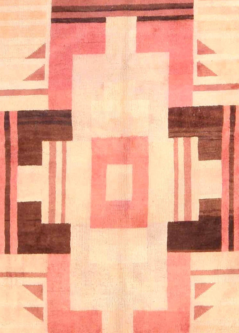 Pink Vintage Art Deco Rug For Sale at 1stDibs