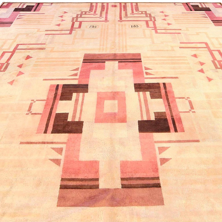 Pink Vintage Art Deco Rug For Sale at 1stDibs