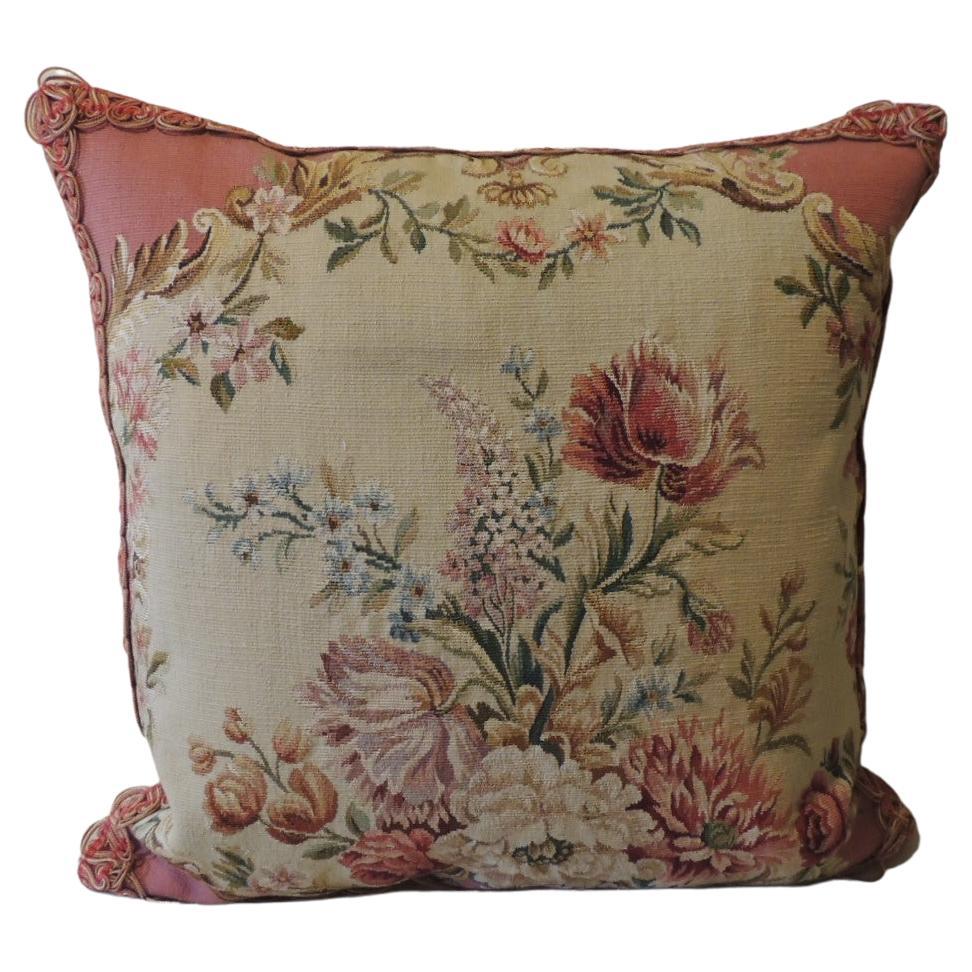 Pink Vintage Aubusson Square Decorative Pillow #1