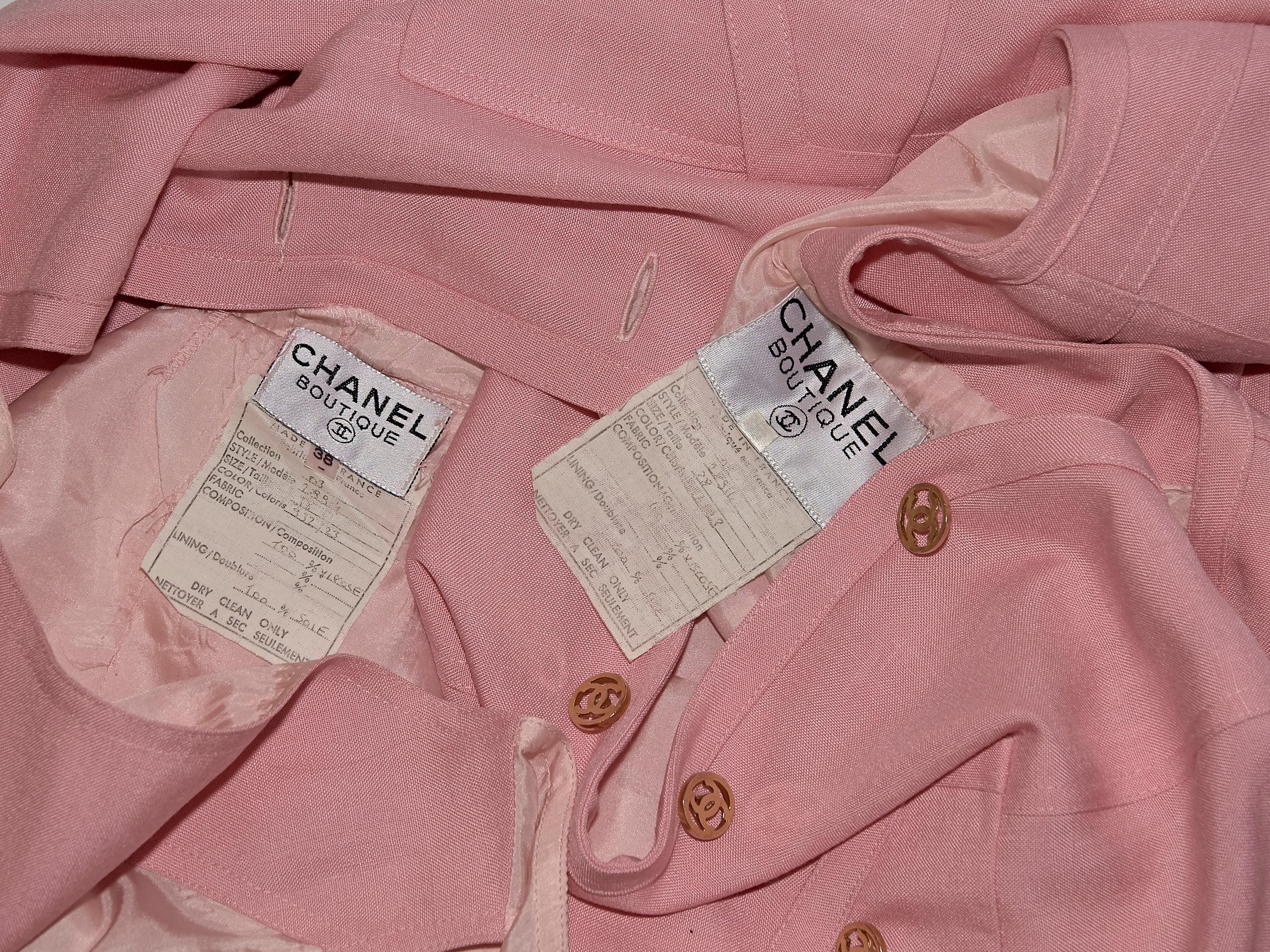 Chanel Boutique Pink Silk Jacket & Dress Set 2