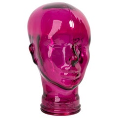 Pink Vintage Decorative Mannequin Glass Head Sculpture, 1970s, Germany