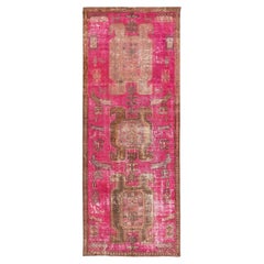 Vintage Distressed Persischer Wollteppich im Vintage-Stil mit Stammesmuster in Rosa