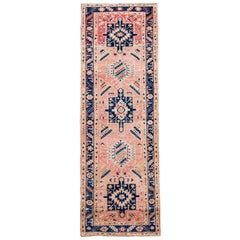 Pink Vintage Heriz Handmade Wool Runner