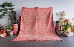 Pink Vintage Moroccan Berber Rug from 70s 100% wool 7.2x9.5 Ft 220x290 Cm