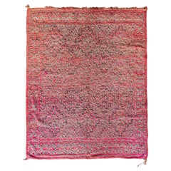 Pink Vintage Moroccan Berber Rug from 70s 100% wool 7.2x9.5 Ft 220x290 Cm