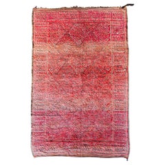 Pink Vintage Moroccan Berber Rug from 70s 100% wool 7x12.5 Ft 210x380 Cm