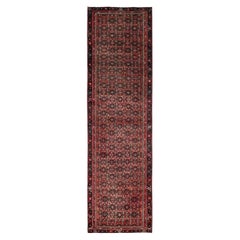 Pink Vintage Persian Hussainabad Herat Hand Knotted Clean Pure Wool Runner Rug