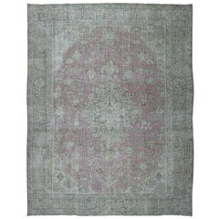 Pink Vintage Persian Tabriz Worn Pile Hand Knotted Oriental Rug Pink Vintage Persian Tabriz Worn Pile Hand Knotted Oriental Rug