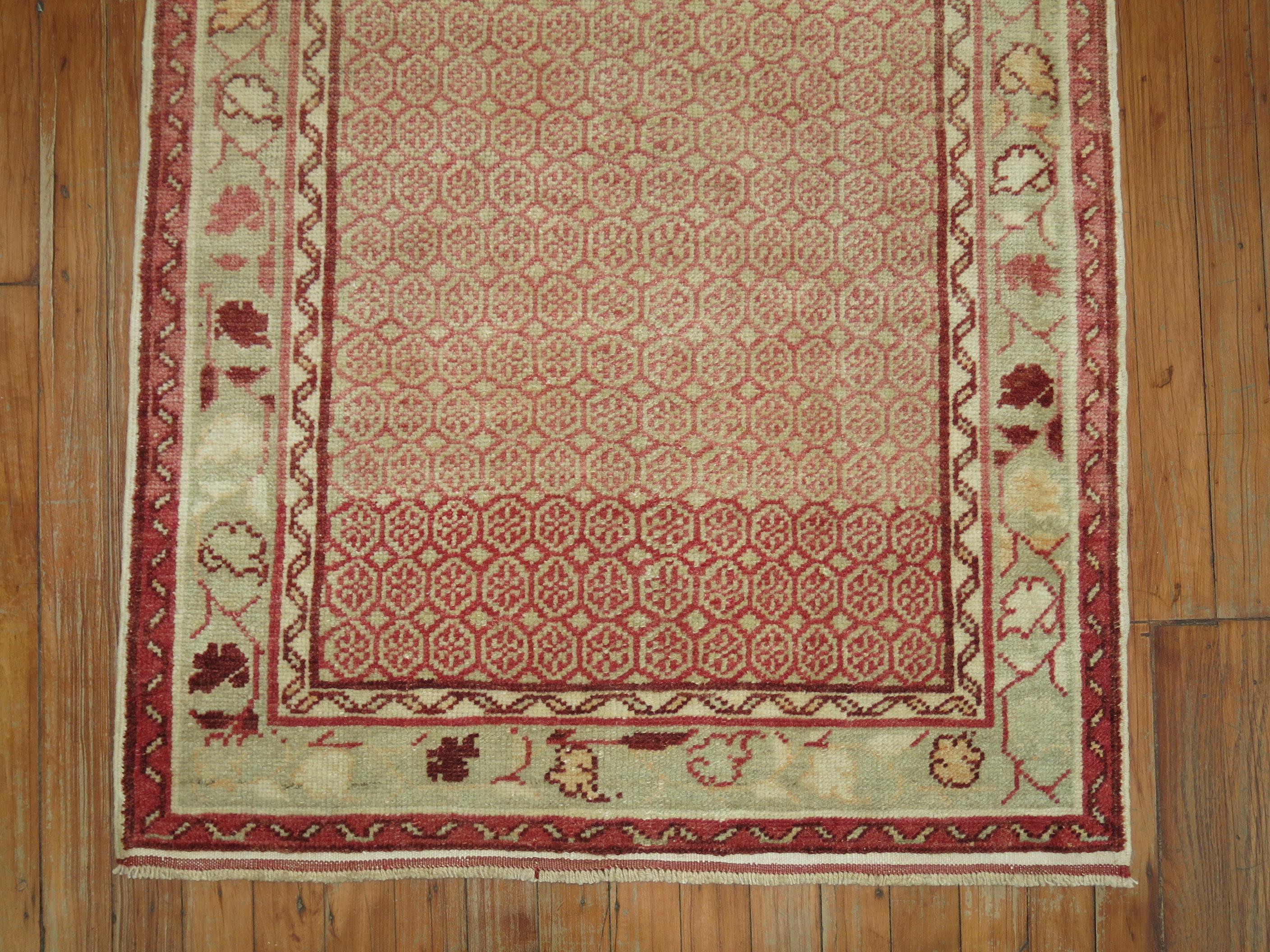 Pink Vintage Turkish Anatolian Runner In Good Condition For Sale In New York, NY