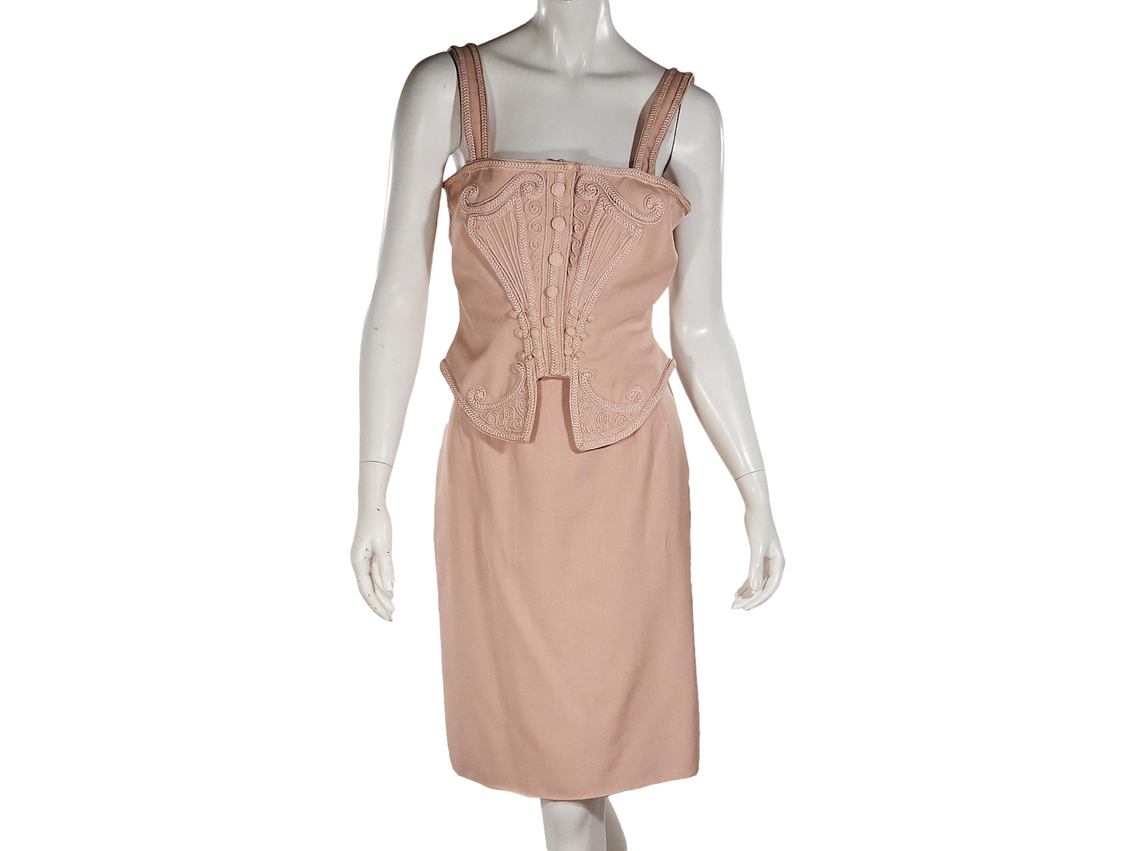 Beige Pink Vintage Valentino Skirt Suit Set