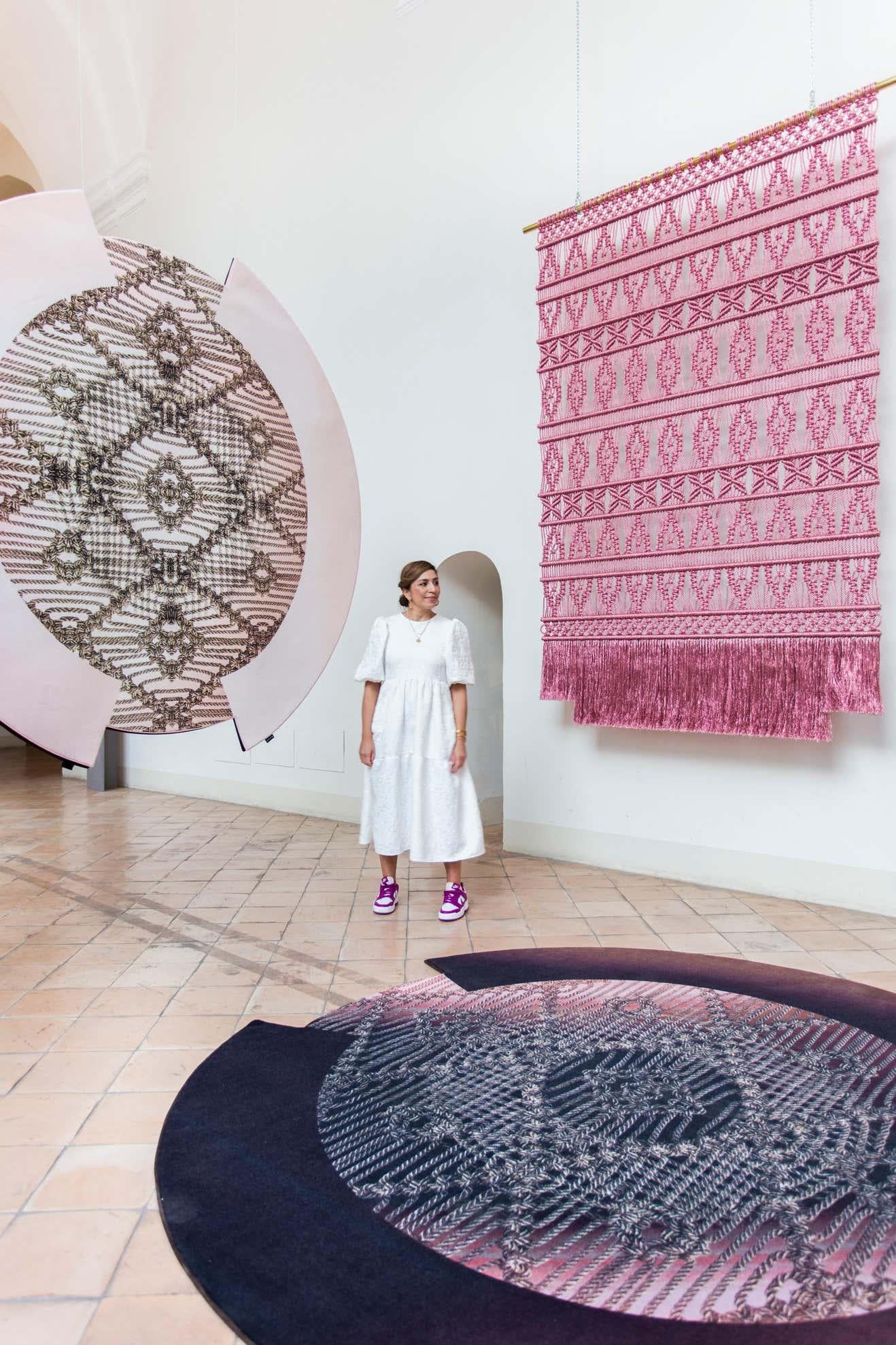 Rope Pink Wall Hanging Rug by Milla Novo