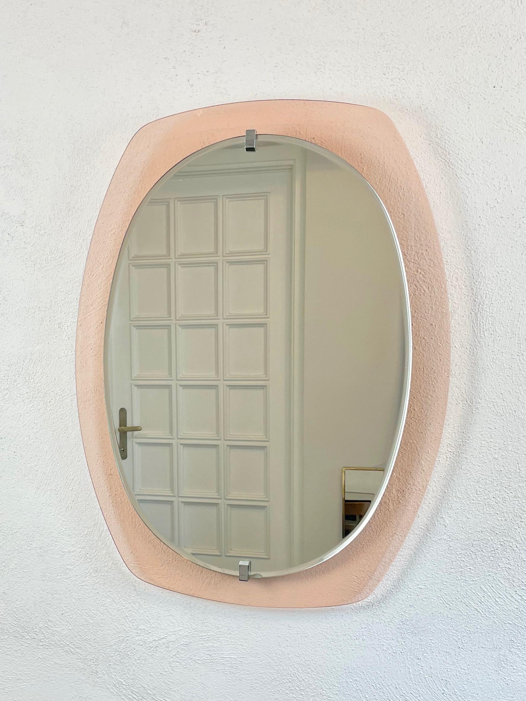 Pink Wall Mirror by Veca, Italy, 1970s 3