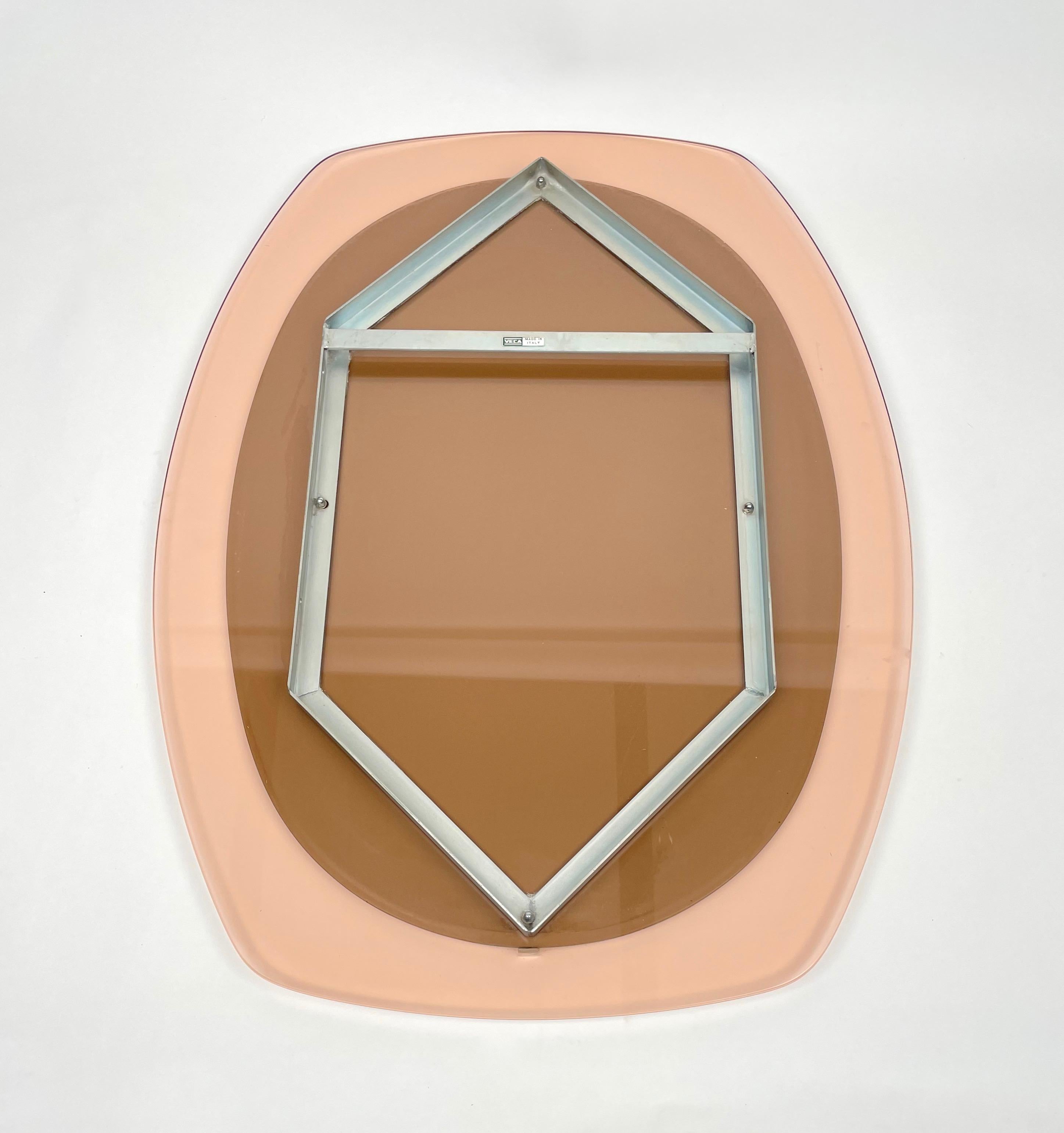 Pink Wall Mirror by Veca, Italy, 1970s 4