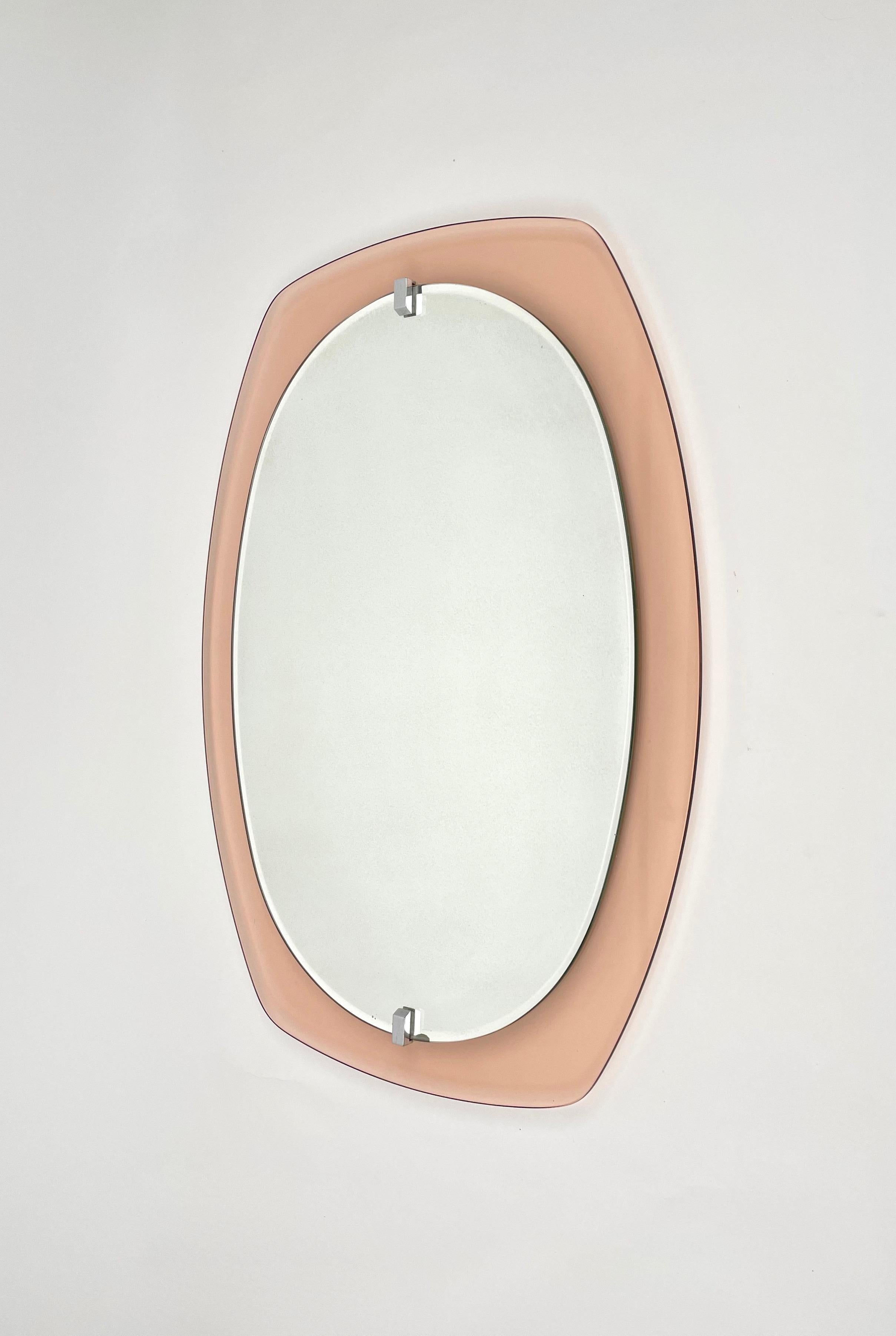 Italian Pink Wall Mirror by Veca, Italy, 1970s