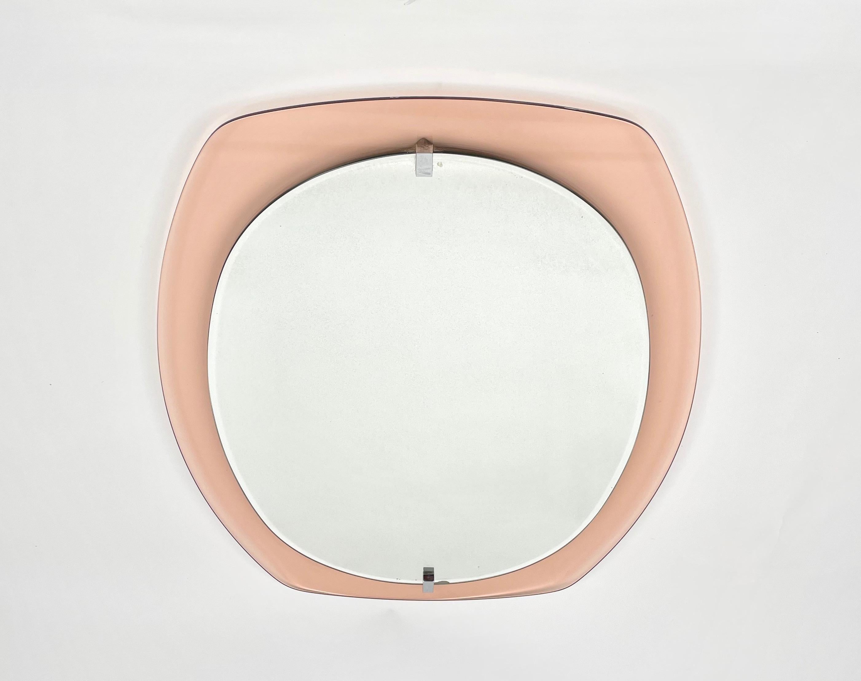 Pink Wall Mirror by Veca, Italy, 1970s In Good Condition In Rome, IT