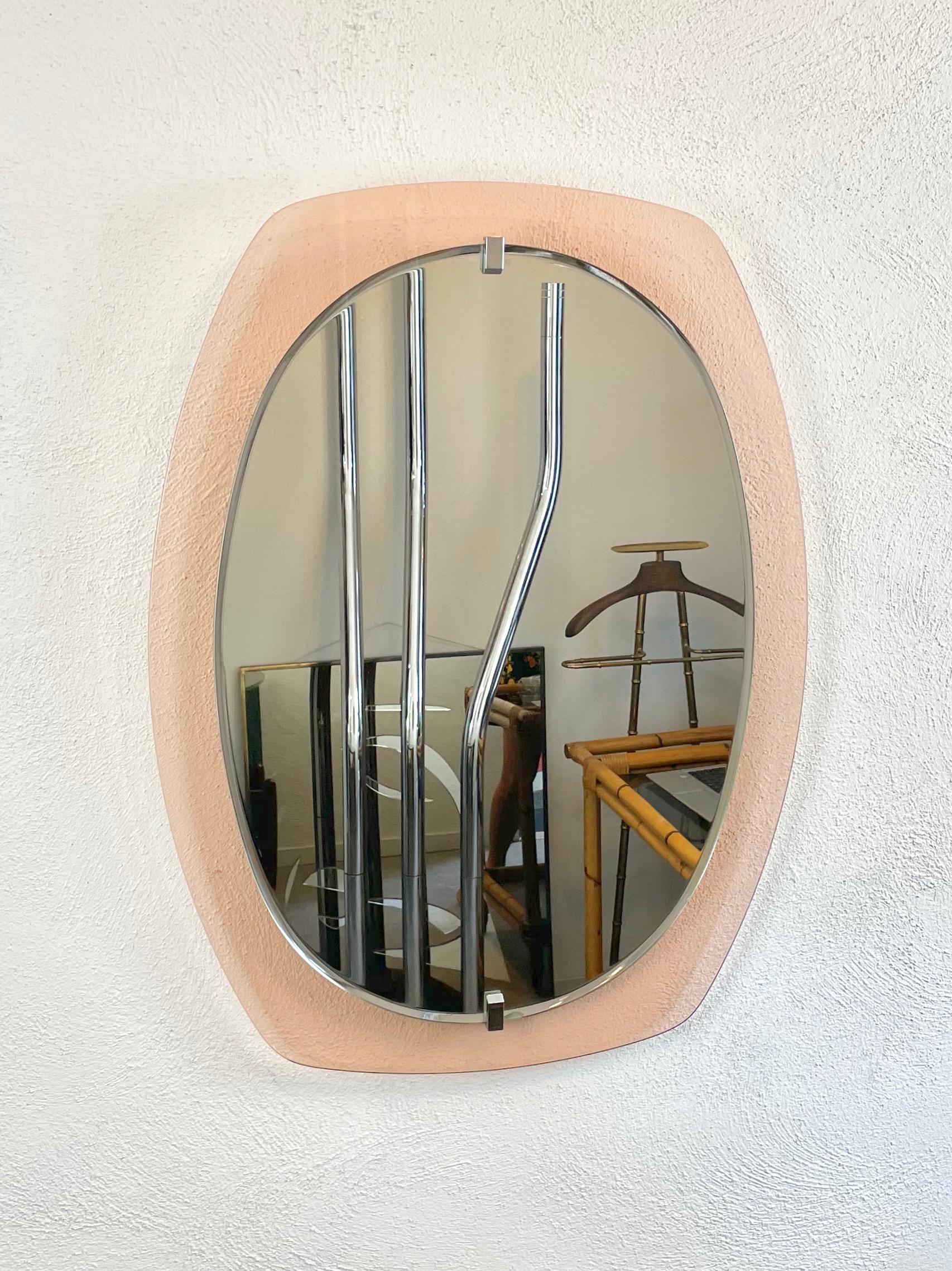 Pink Wall Mirror by Veca, Italy, 1970s 1