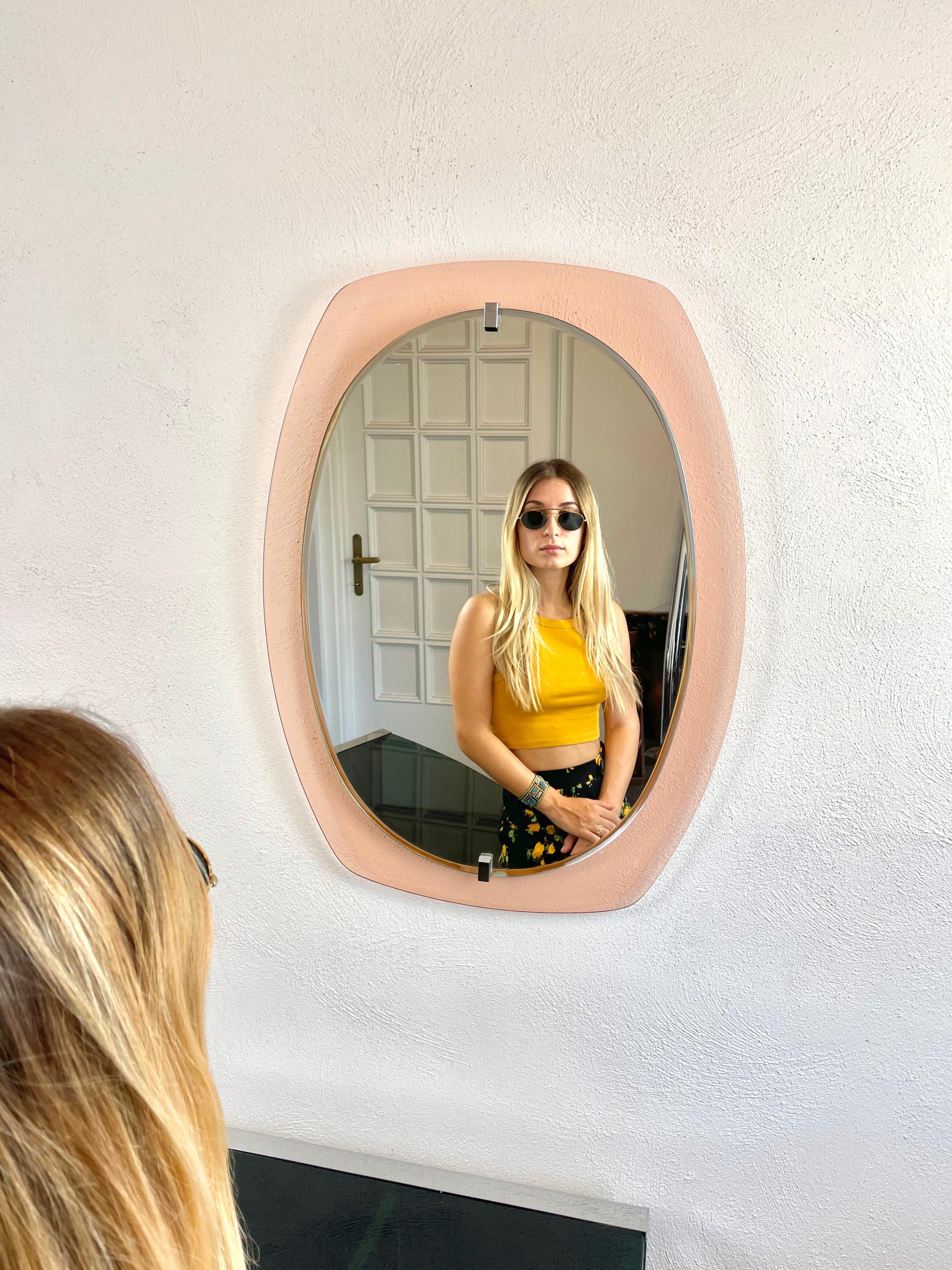 Pink Wall Mirror by Veca, Italy, 1970s 2