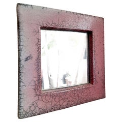 Pink Wall Mirror, Ceramic Enamel Glaze, France