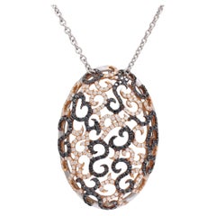 Pink & White 18 Kt Gold Necklace with White & Black Diamonds