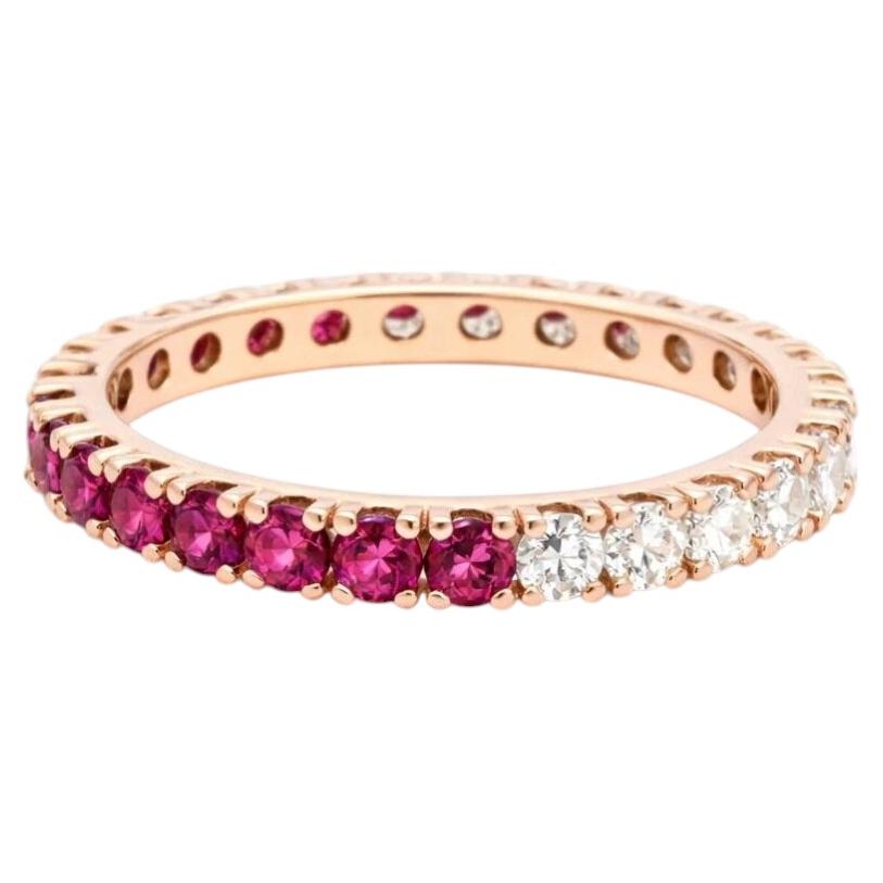 En vente :  Bague « Eternity » en or jaune 14 carats, sertie de diamants roses et blancs
