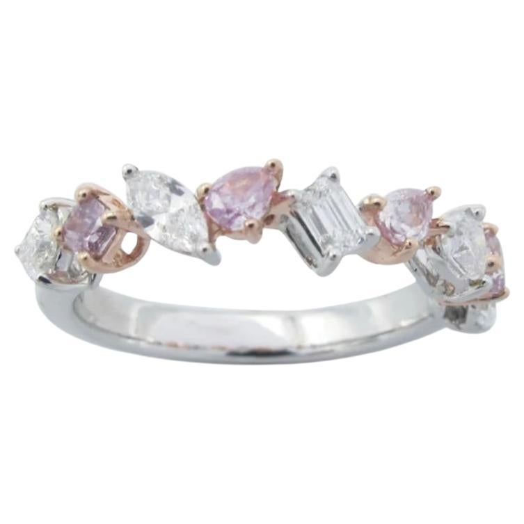 Pink & White Diamond Mixed Shape Halfway Band For Sale