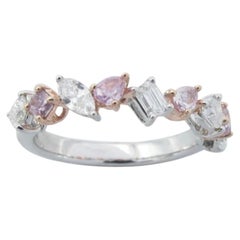 Pink & White Diamond Mixed Shape Halfway Band