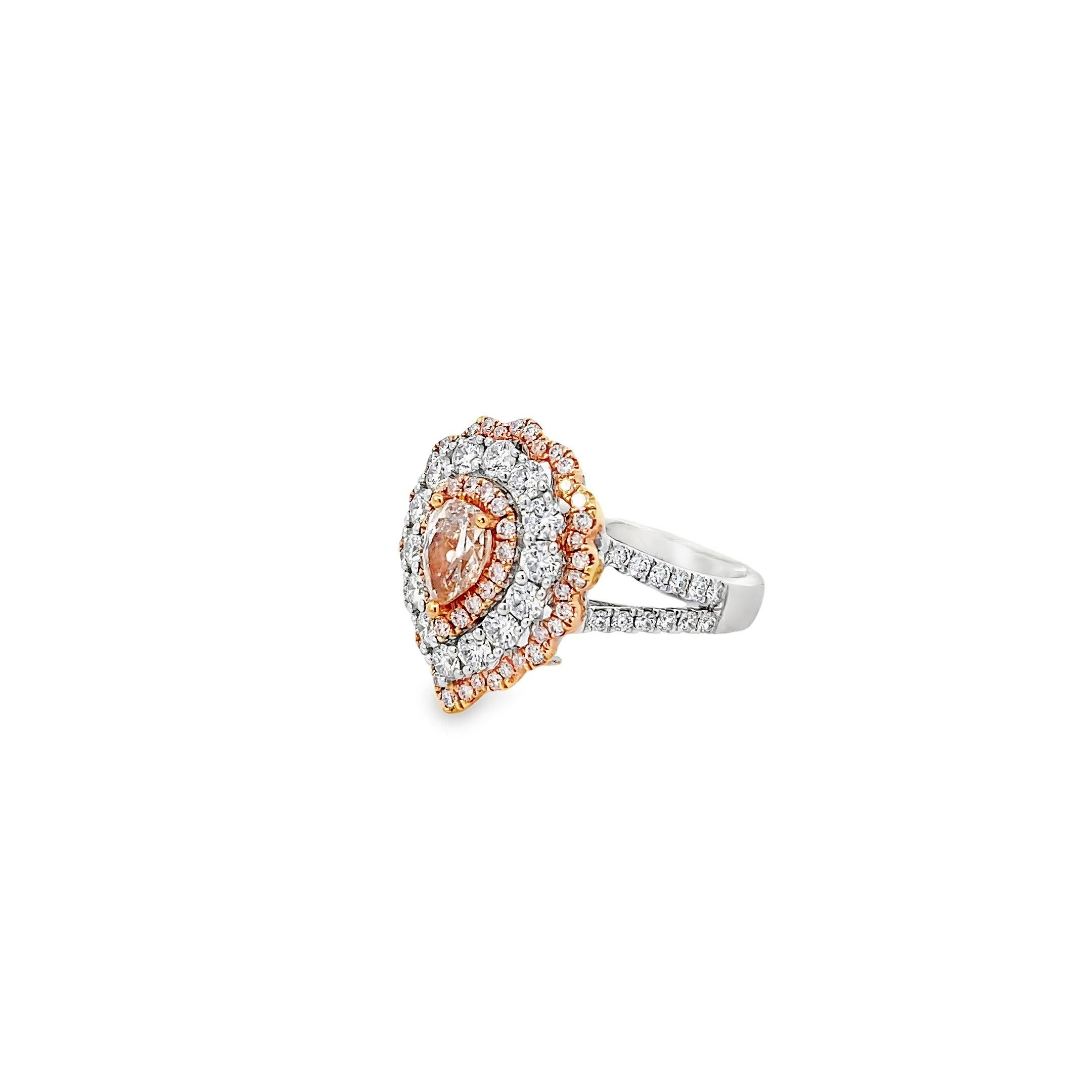 Modern Maurice Fine Jewelry - Pink & White Diamond Pear-Shaped Ring For Sale