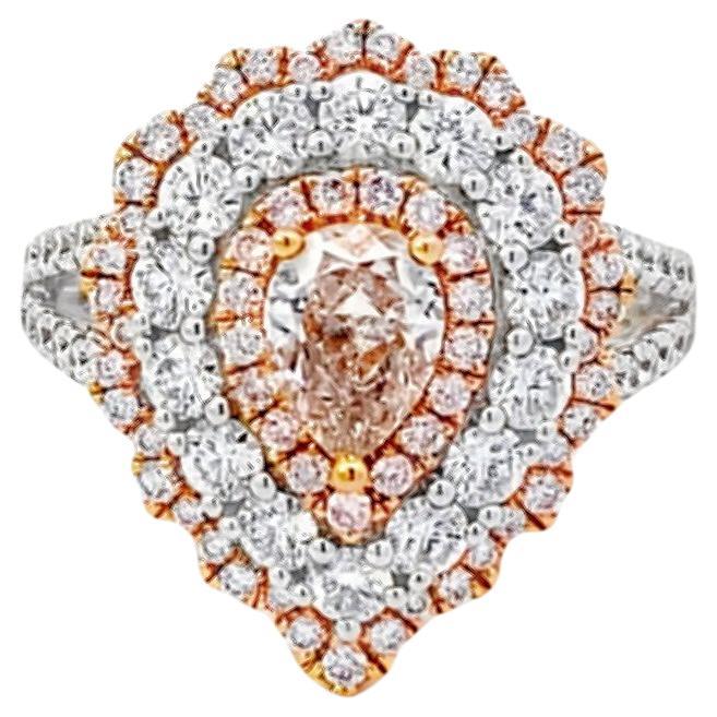 Maurice Fine Jewelry - Pink & White Diamond Pear-Shaped Ring For Sale