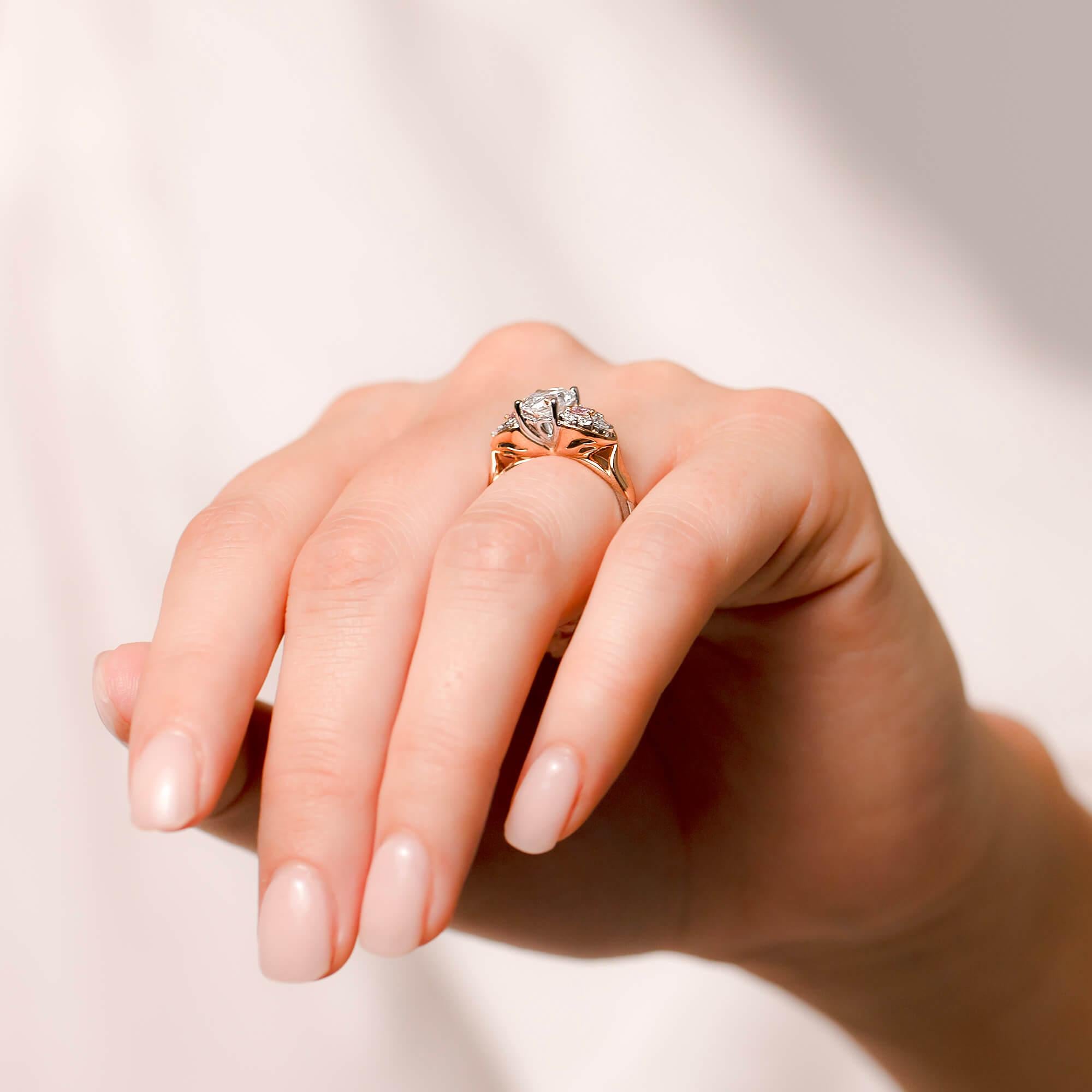 Modern Pink & White Diamond Ring - A Gerard McCabe Eagle Design For Sale