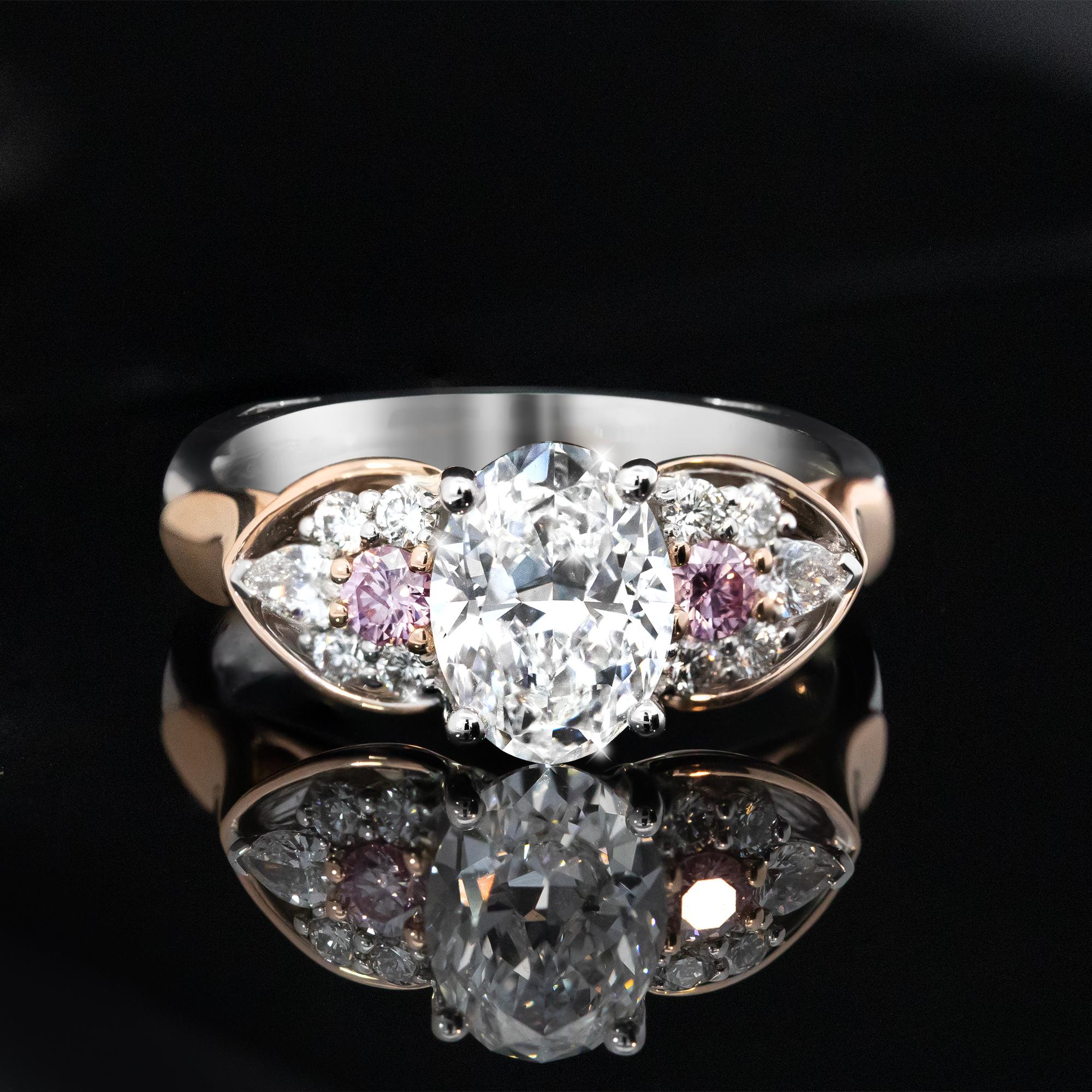 Pink & White Diamond Ring - A Gerard McCabe Eagle Design For Sale 1
