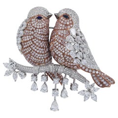 Spectra Fine Jewelry, Pink White Diamond 'Two Lovebirds' Brooch