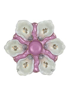 Pink White & Gold Porcelain Oyster Plates