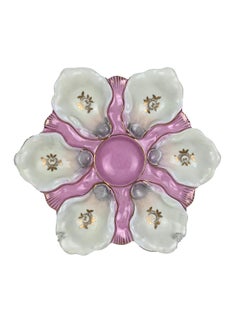 Pink White & Gold Porcelain Oyster Plates
