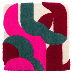Pink White & Green Abstract Tapestry by Tuft the World, Tufted New Zealand Wool