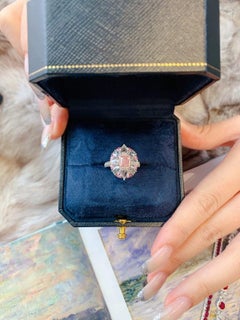 Pink & White Halo Diamond Cocktail Ring - Eze Jewelry