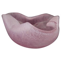 Vaso de cristal SCAVO rosa y blanco de mediados de siglo REBAJA