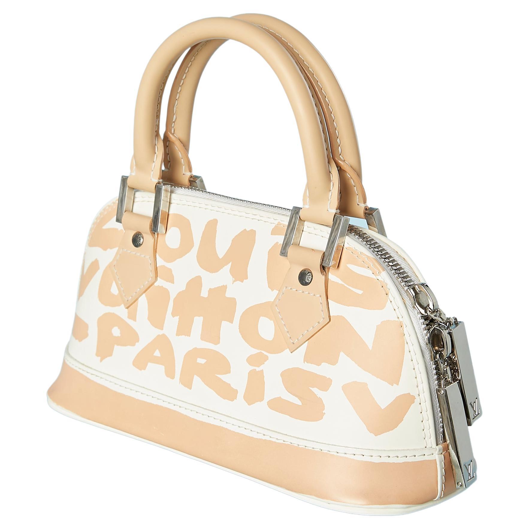 Pink & white Mini Alma bag Graffiti Collection by Stephen Sprouse Louis Vuitton For Sale