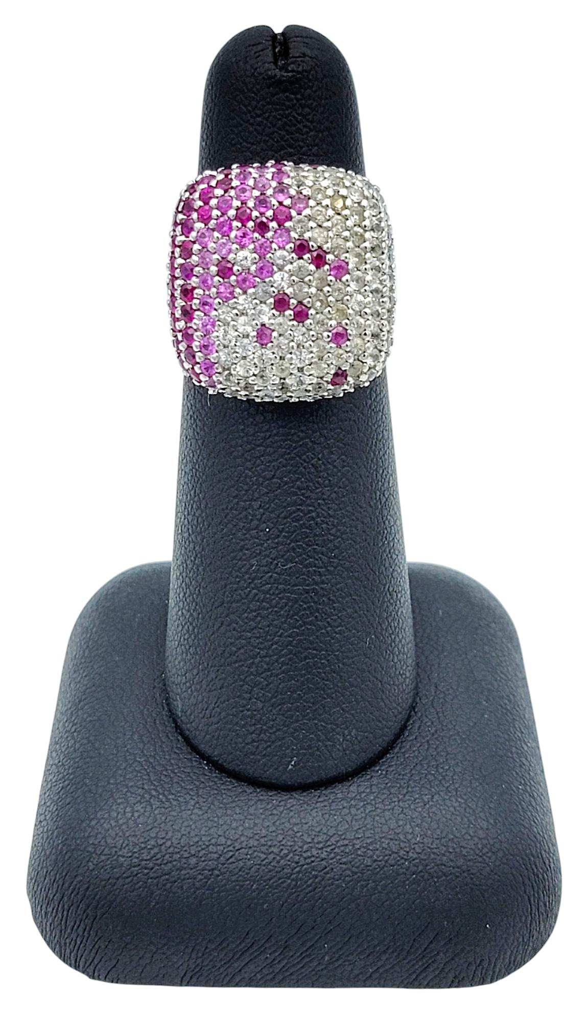 Rosa & Weißer Saphir Pavé Gradient Cocktail Ring mit Rubinen in 14 Karat Gold im Angebot 5
