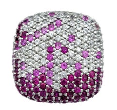 Pink & White Sapphire Pavé Gradient Pendant with Rubies in 14 Karat White Gold