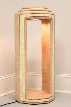 CASA BIQUE Pink & White Tessellated Marble Lighted Art Deco Display Column