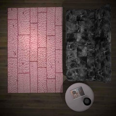 Pink Wood Planks Area Rug — Hand-Drawn Wool Rug Made in Nepal