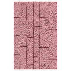 Pink Wood Planks Area Rug — Hand-Drawn Wool Rug Made in Nepal