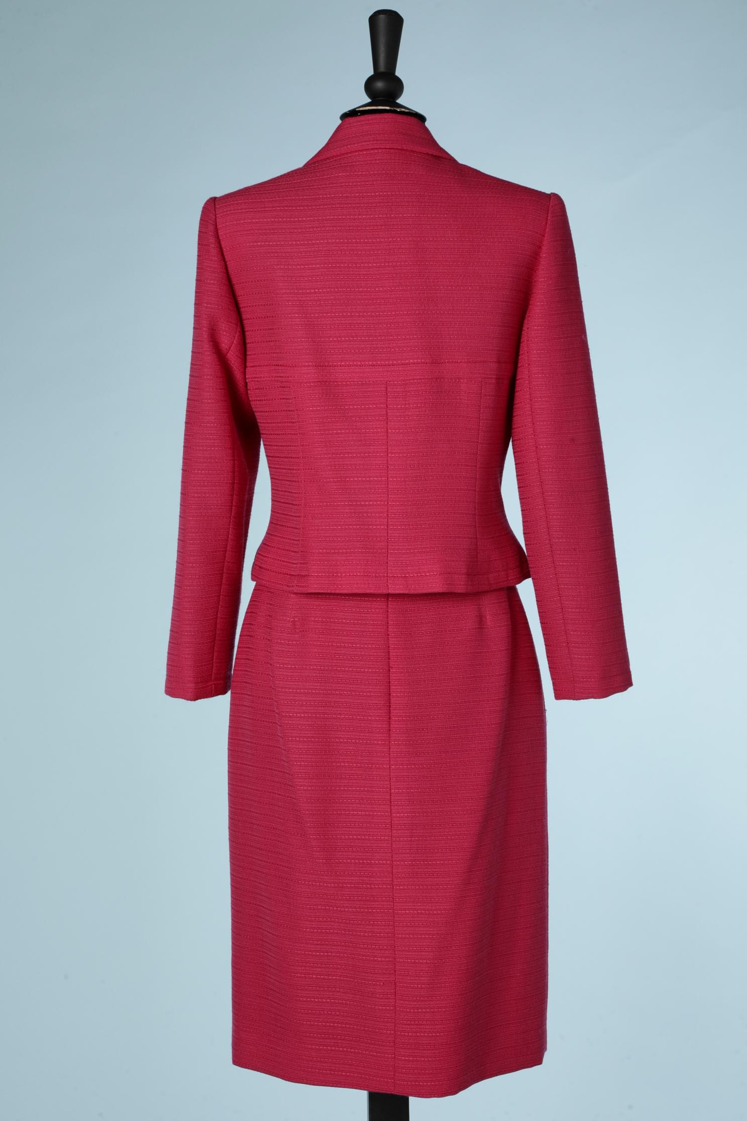 Women's Pink wool and black buttons skirt-suit Jean-Louis Scherrer Boutique For Sale