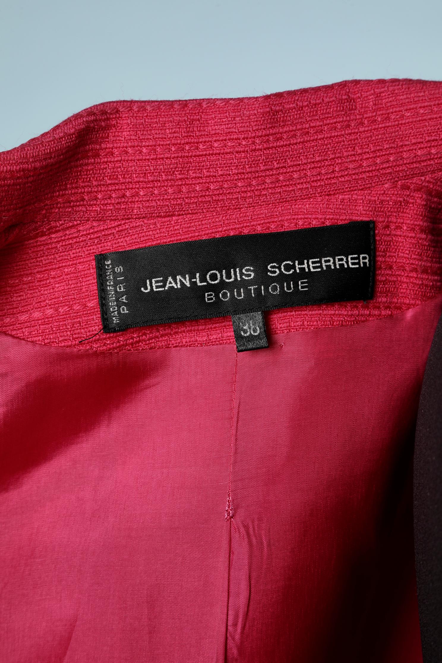 Pink wool and black buttons skirt-suit Jean-Louis Scherrer Boutique For Sale 1