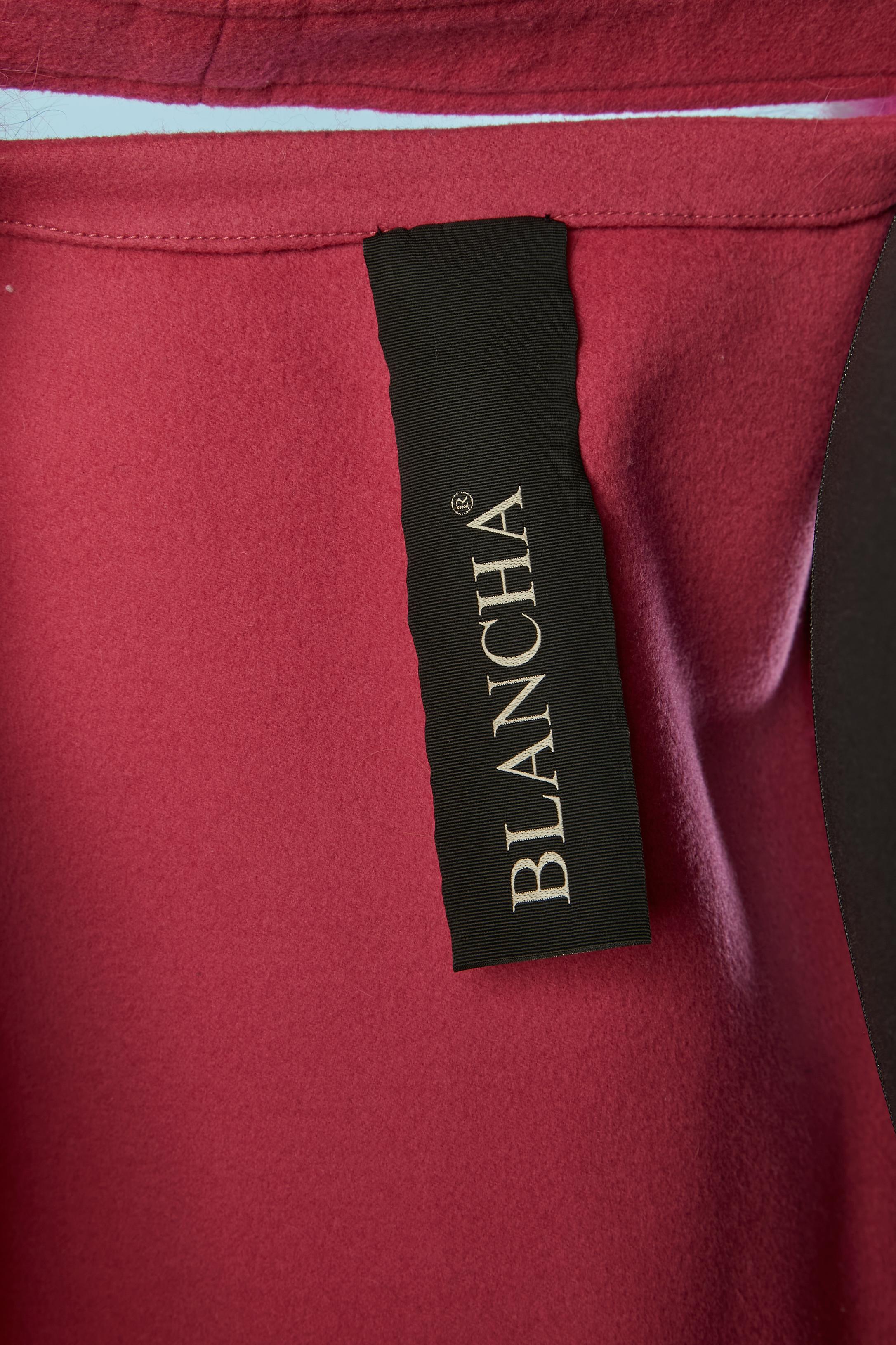 Chaleco rosa de lana y piel con cinturón de lana BLANCHA en venta 2