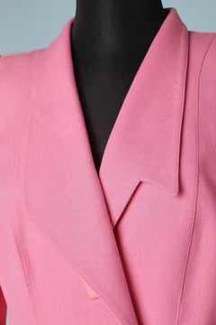 Pink wool asymmetrical double-breasted skirt suit Thierry Mugler Activ